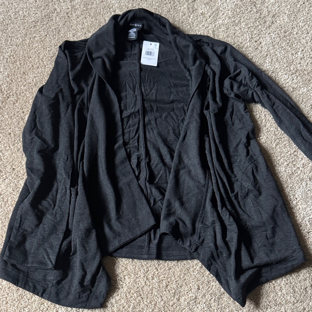 Chic Black Open Front Cardigan